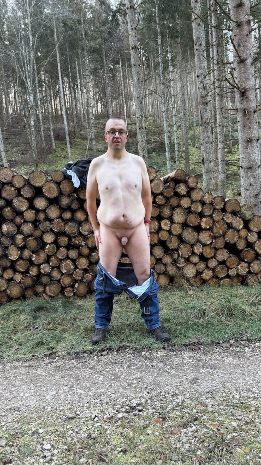 The stupid faggot, Christoph was naked in the forest #8