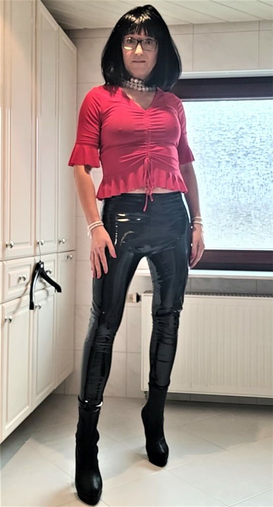 Patent leather jeans and dress - Lack Latex Leder Kleid  #16