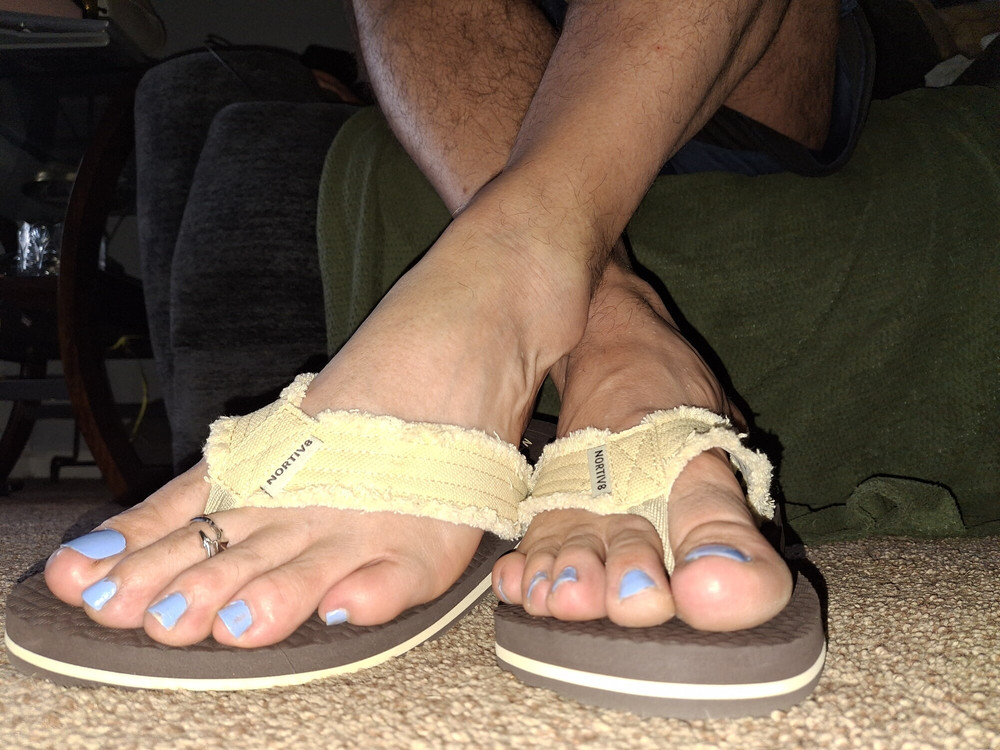My painted toes while wearing flip flops #13