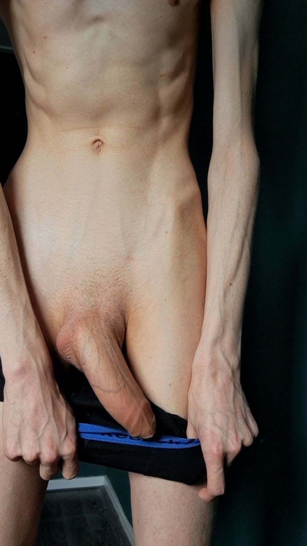 Skinny Twink Shows His Big Uncut Cock #7