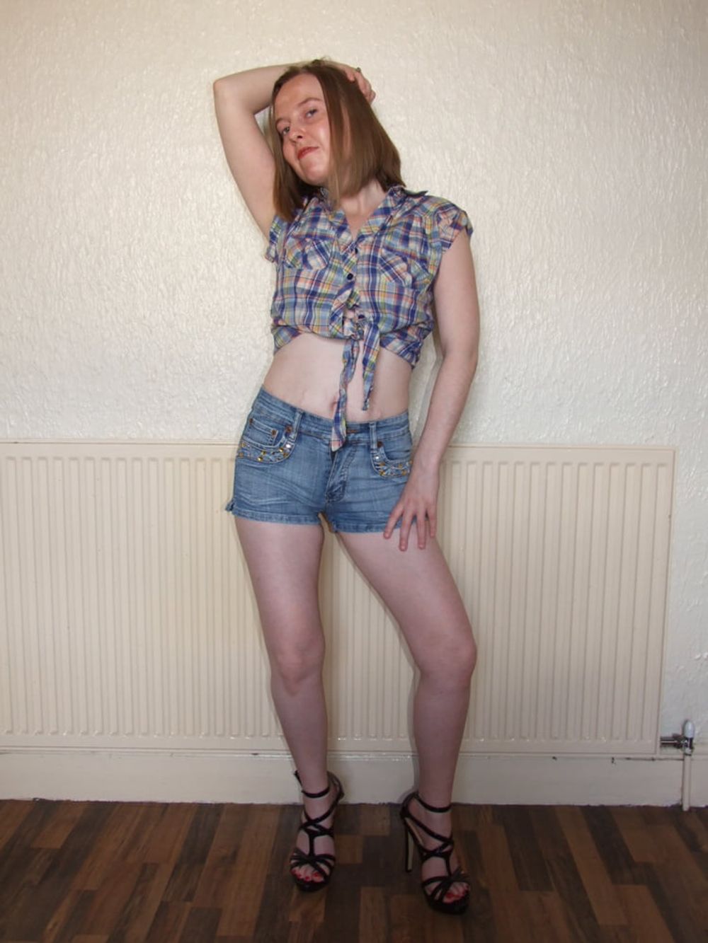 Denim Shorts and heels #17