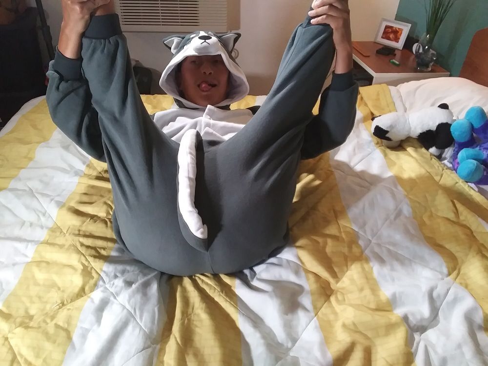 Hot asian boy wearing furry onesies and shiny undies #36