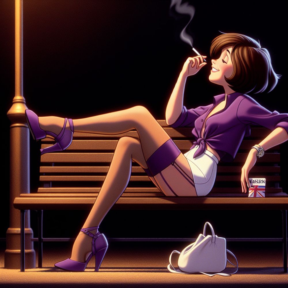 Purple Stockings Smoking. #4