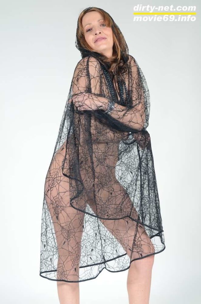 MILF Lea Blow waering a see-through cape and high heels #14