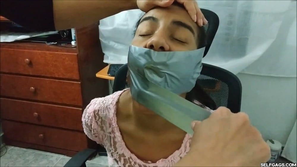 Petite Girl Silenced With BIG Tape Gag! - Selfgags #7