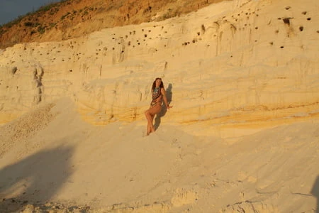 on sunset on pink sand         