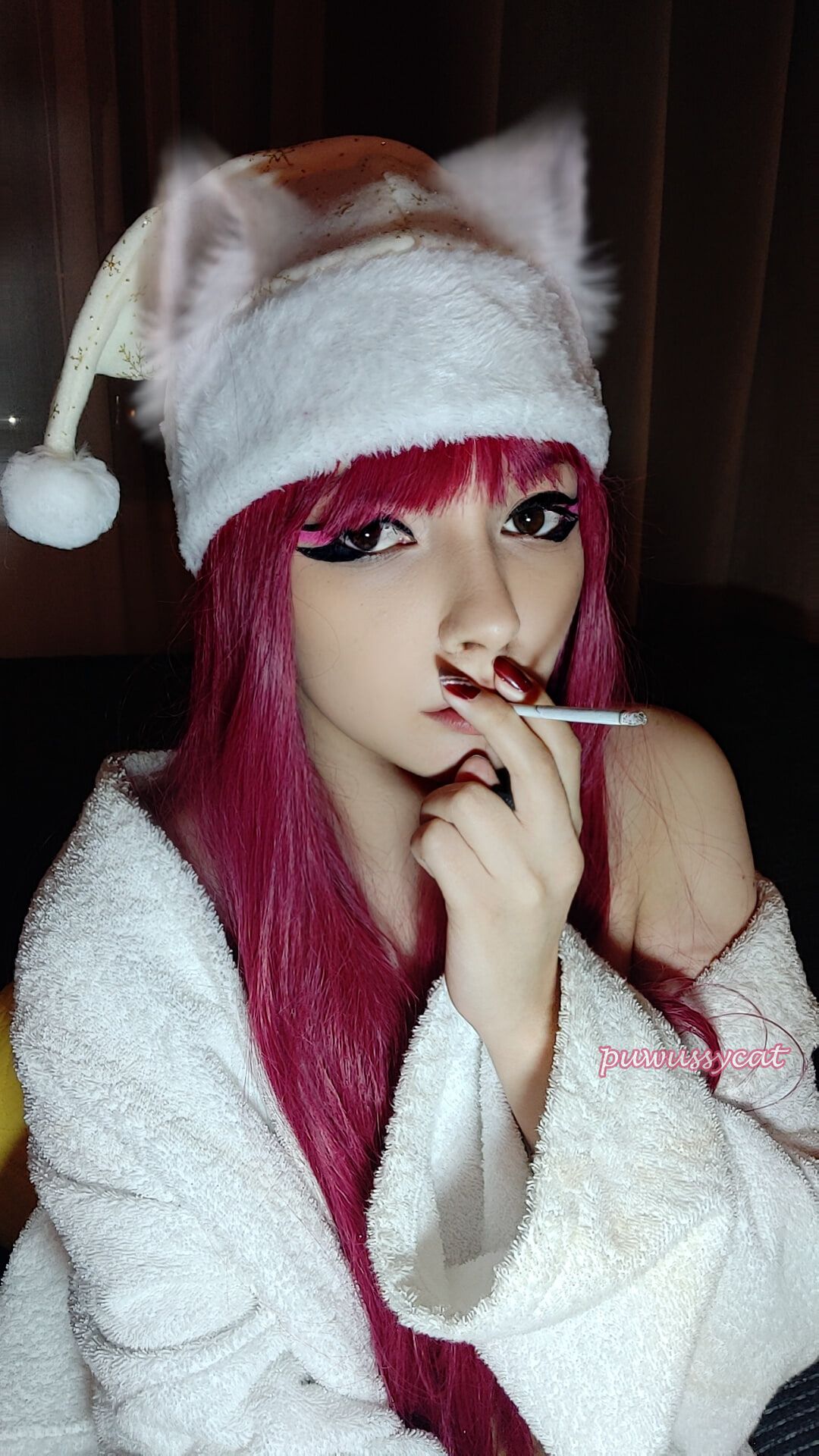 Egirl smoking in bathrobe #11
