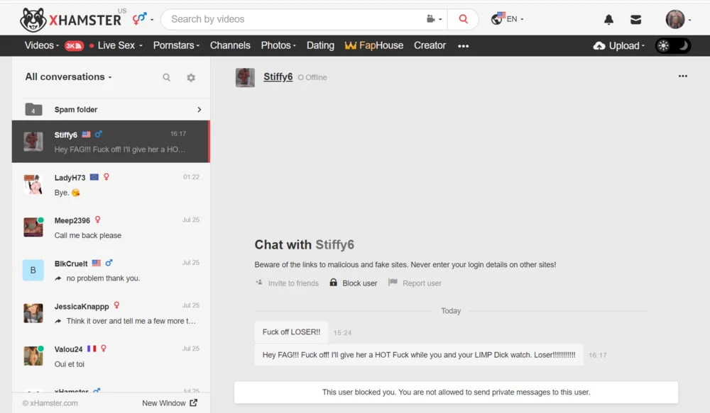 What kind of pussy sends a PM then blocks you?