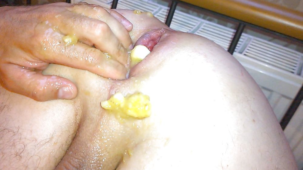 Banana in my gaping asshole close up #4