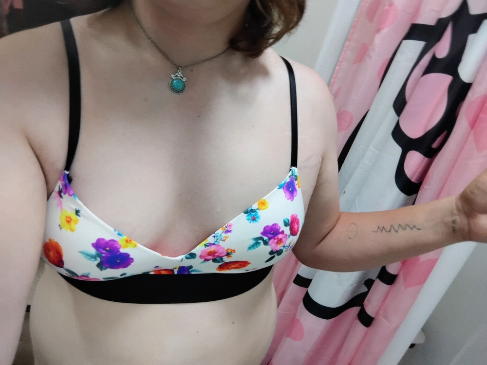  White Floral bra  #5