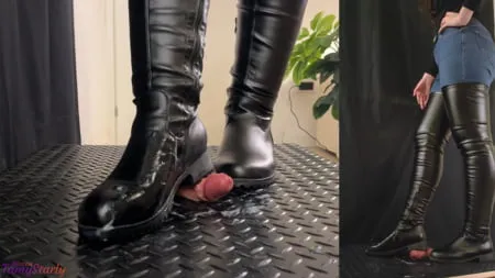 march blast in super thigh boots ball stomp bootjob         