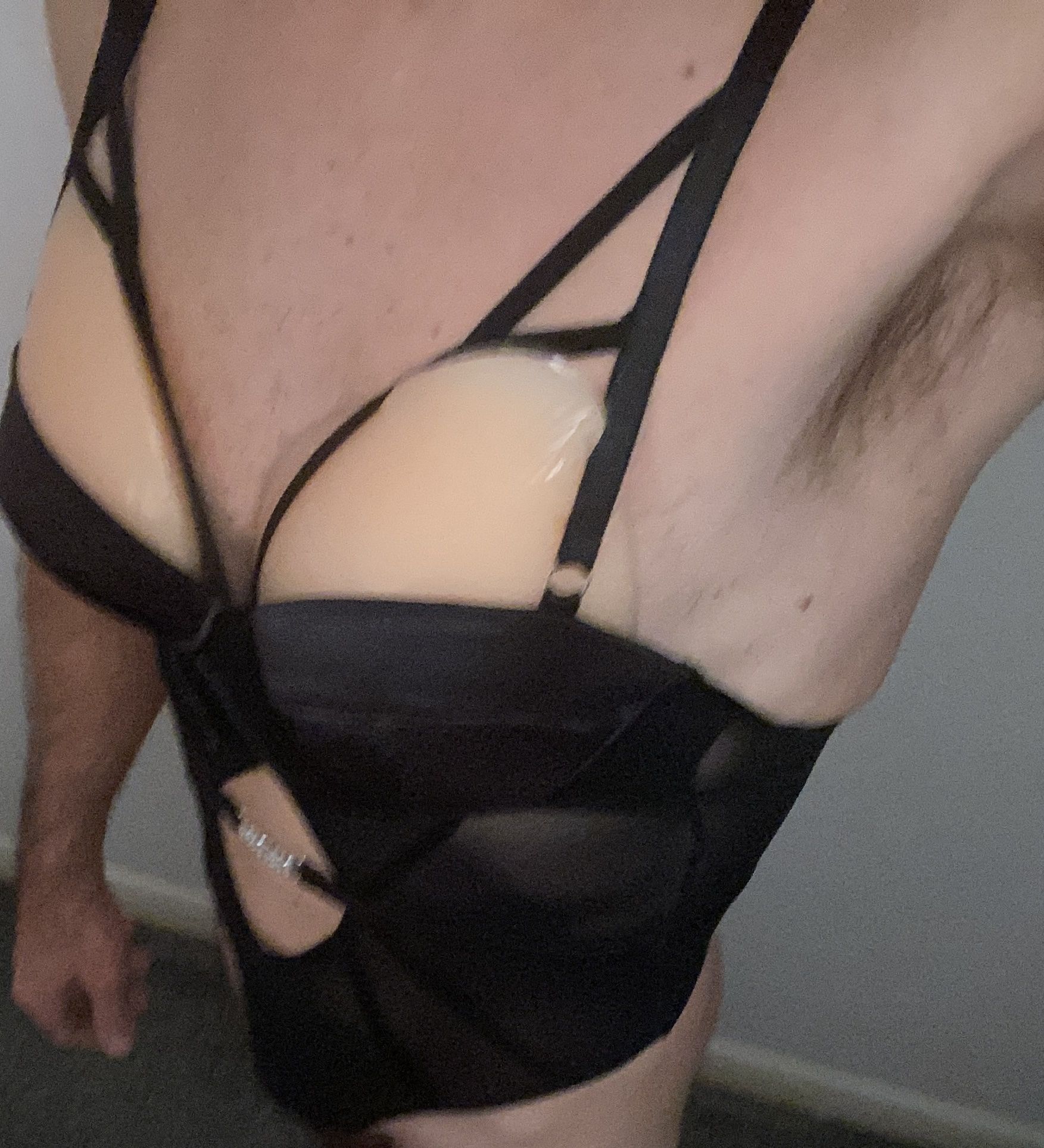 New black lingerie try on