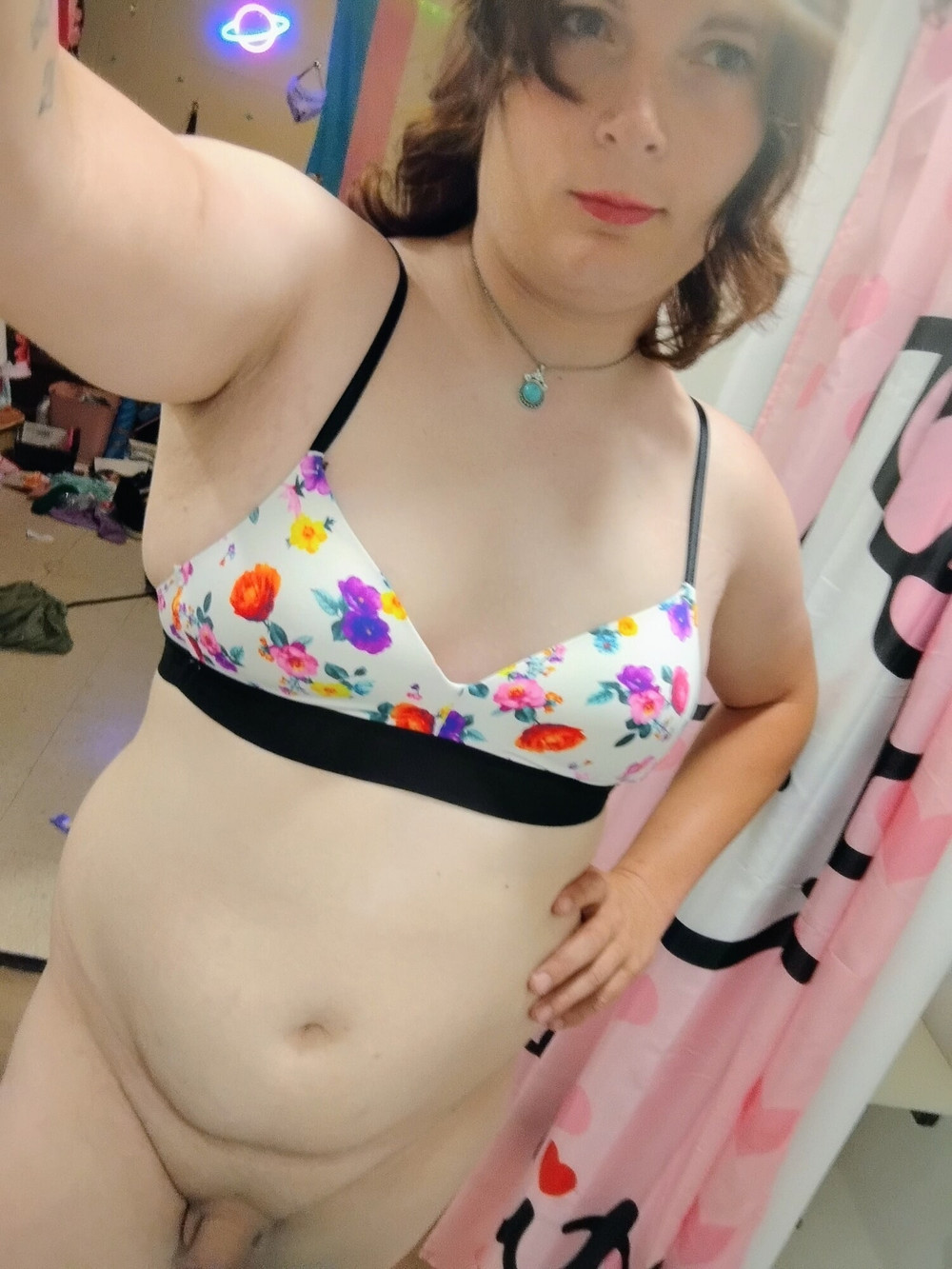  White Floral bra  #8