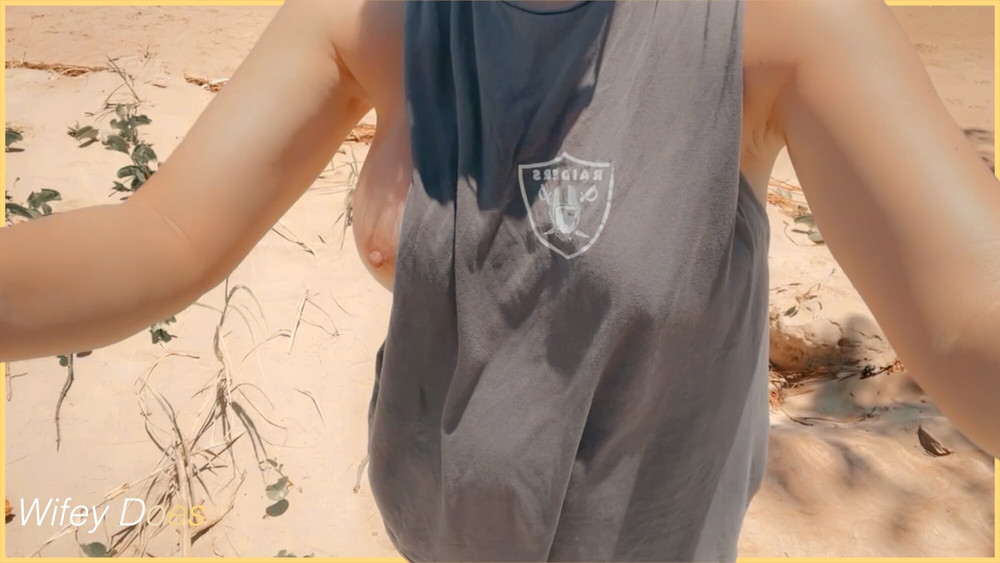 WIFEY dared walking around side boob on public beach #12