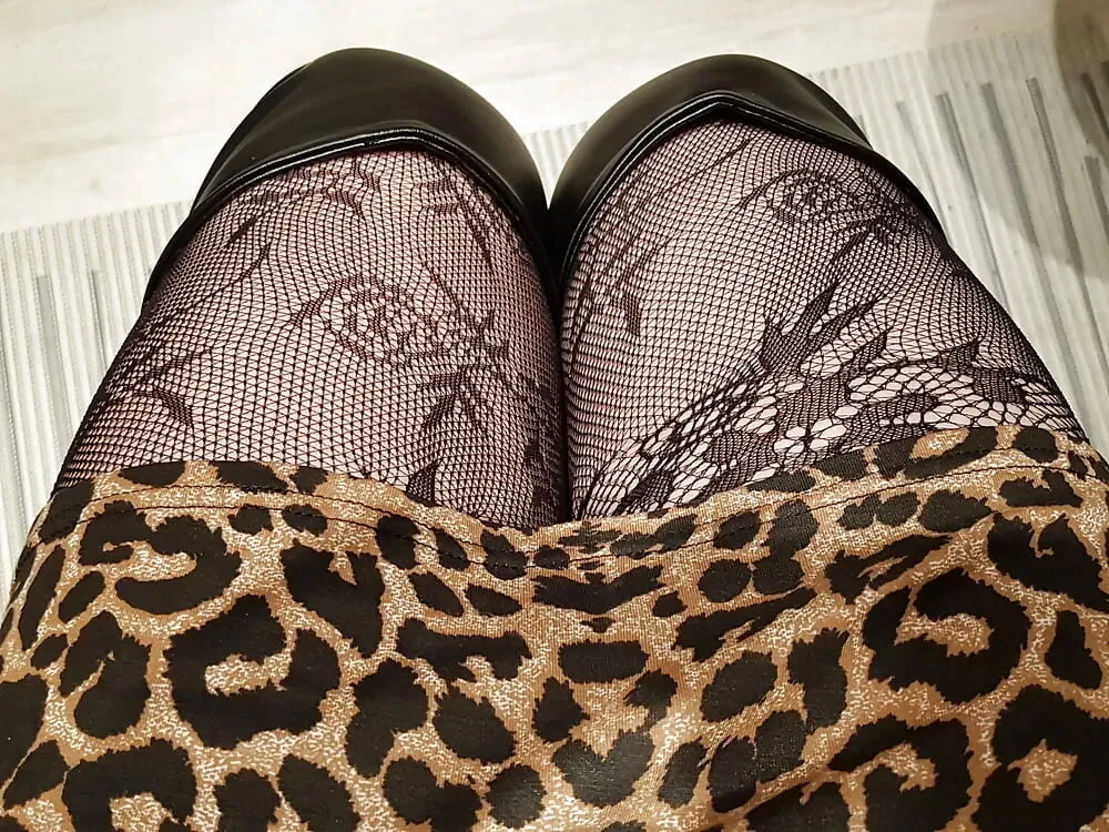 Lepard outfit with black boots and lingerie #3