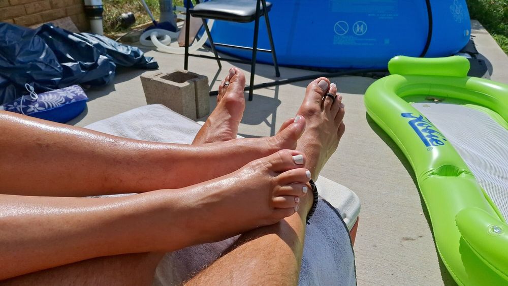 Tanning our legs and feet #8