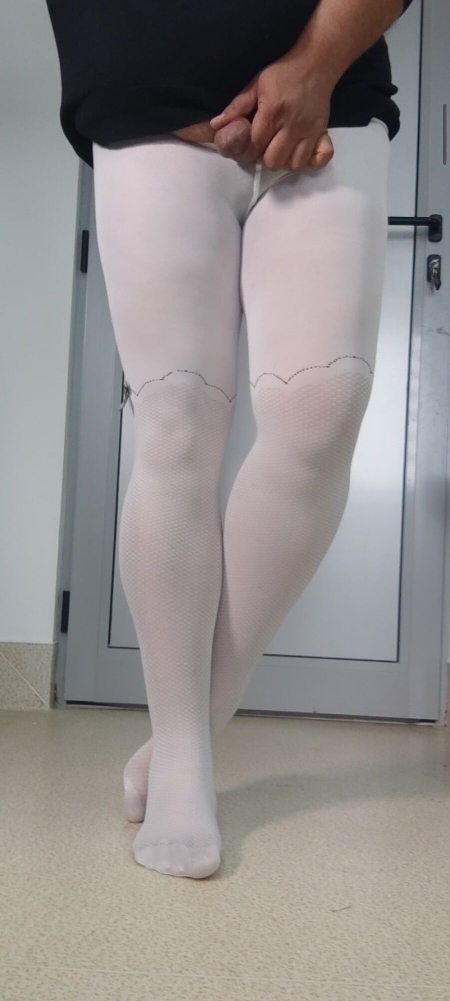 White pantyhose for teen is so sexy #9