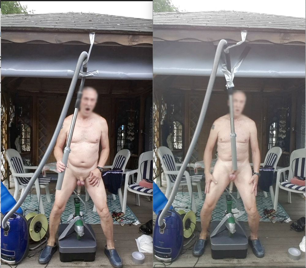 public outdoor exhibitionist vacuumcleaner sucking dildo cum #51