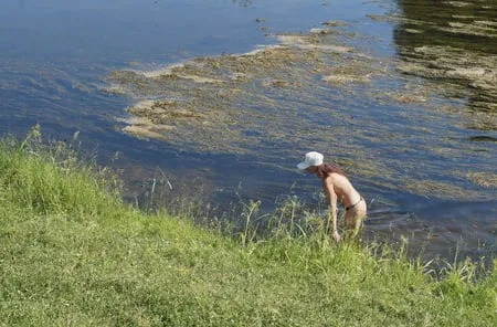 bathing in derzha river         