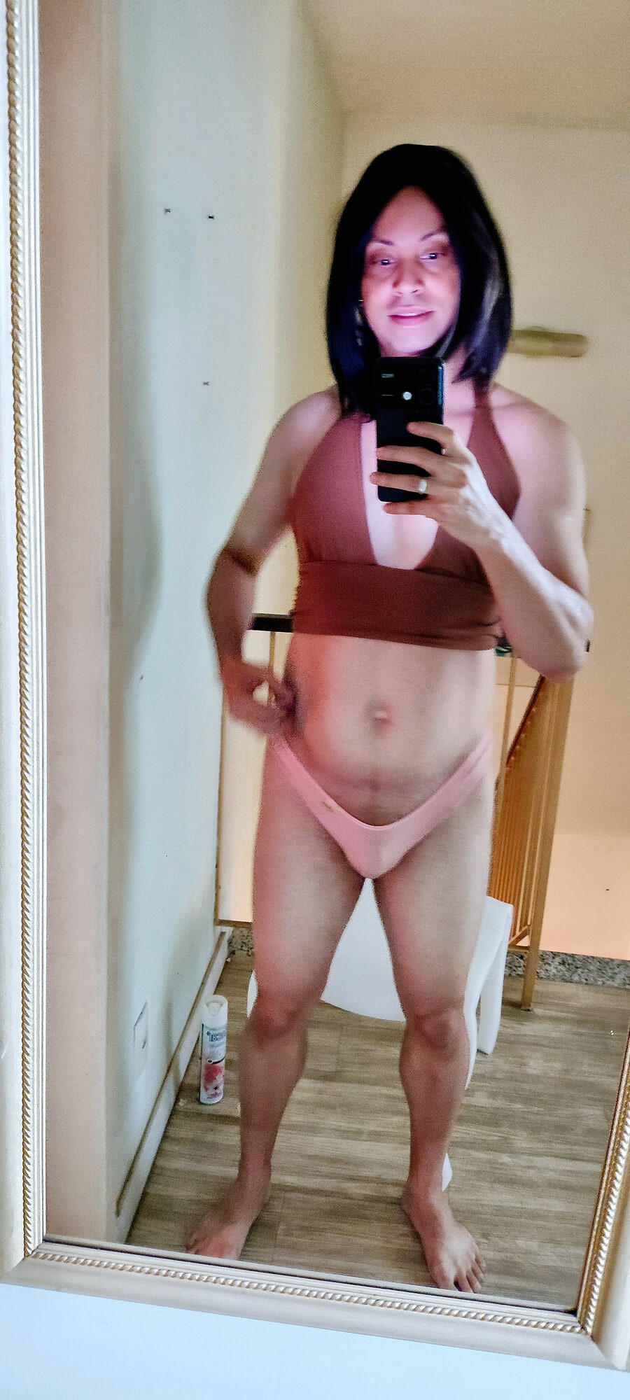 Crossdresser in brown top #27