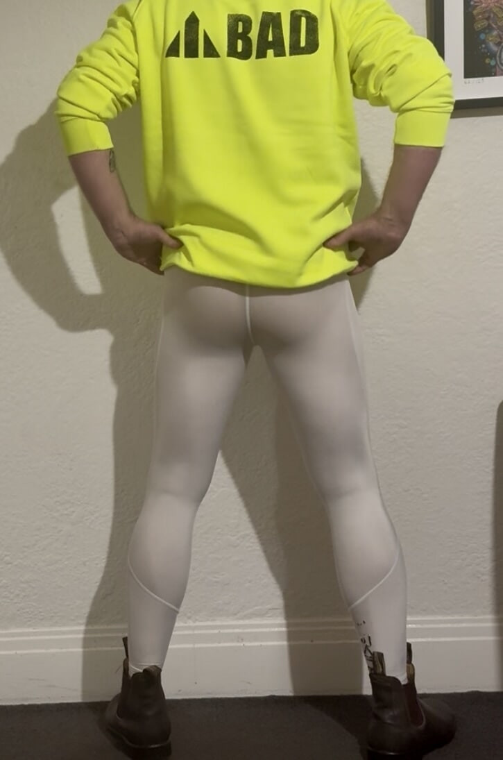white see-thru compression tights by Skins