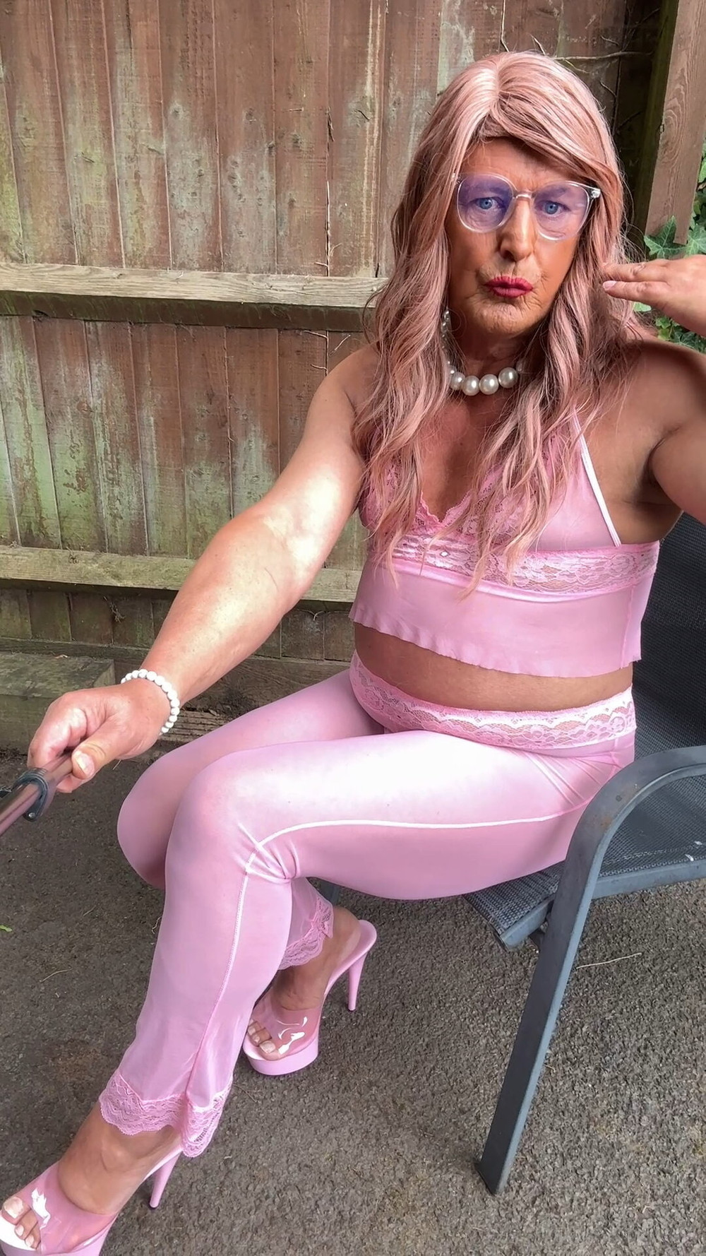 Sexy Crossdresser kellycd2022 in pink outfit and heels  #45