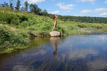 on the stone in volga river         