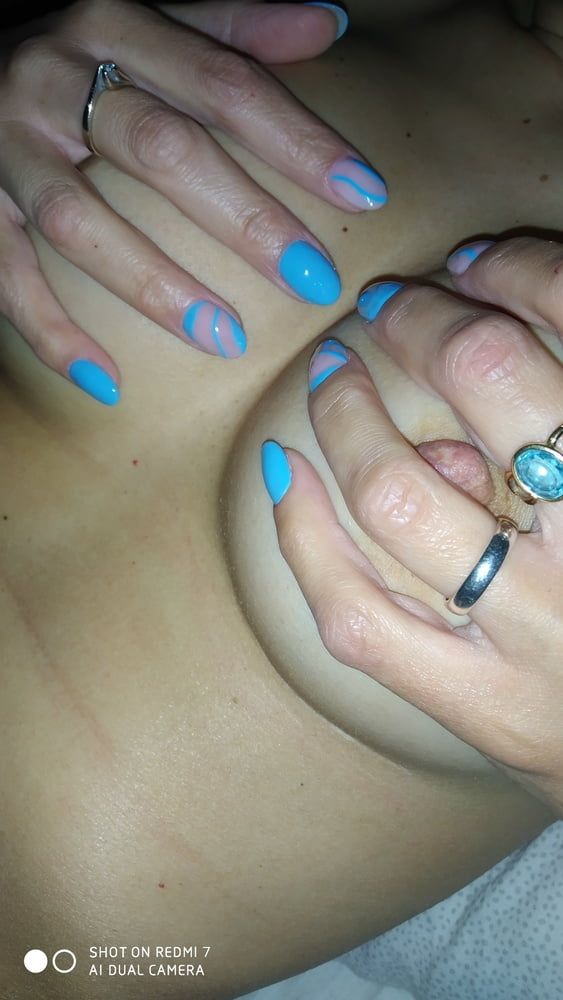 wife shows new nails on dildo and tits #9