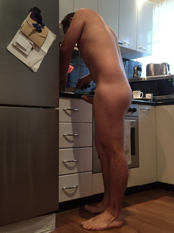 Caught naked and rock hard in the kitchen #8