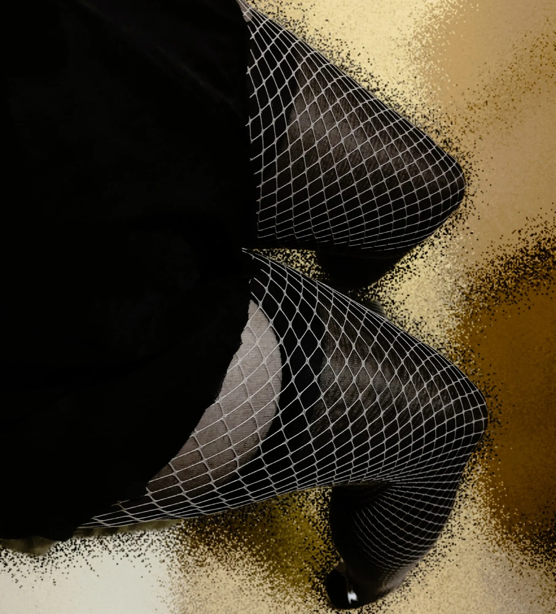 My legs are in stockings and a fishnet #2