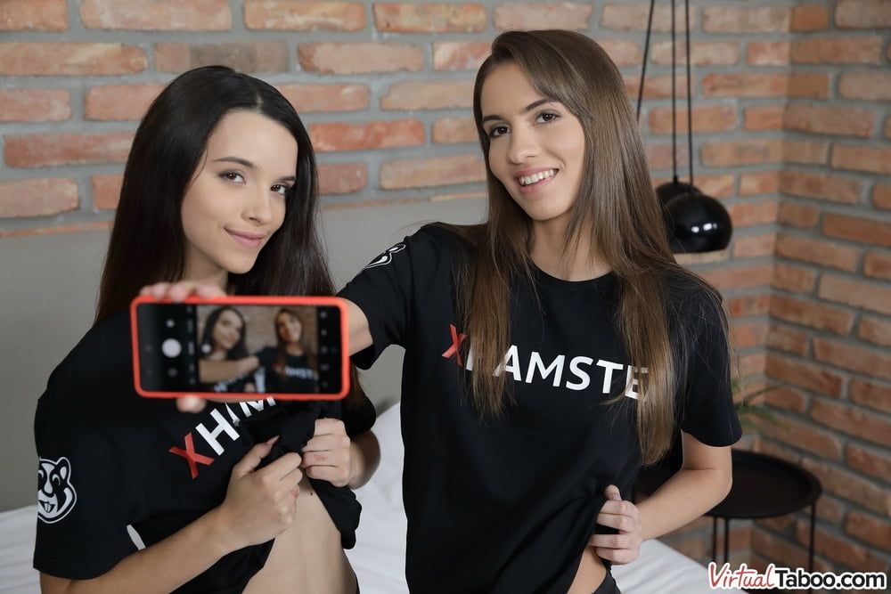 Old man can&#039;t miss the party with girls in xHamster t-shirts #2