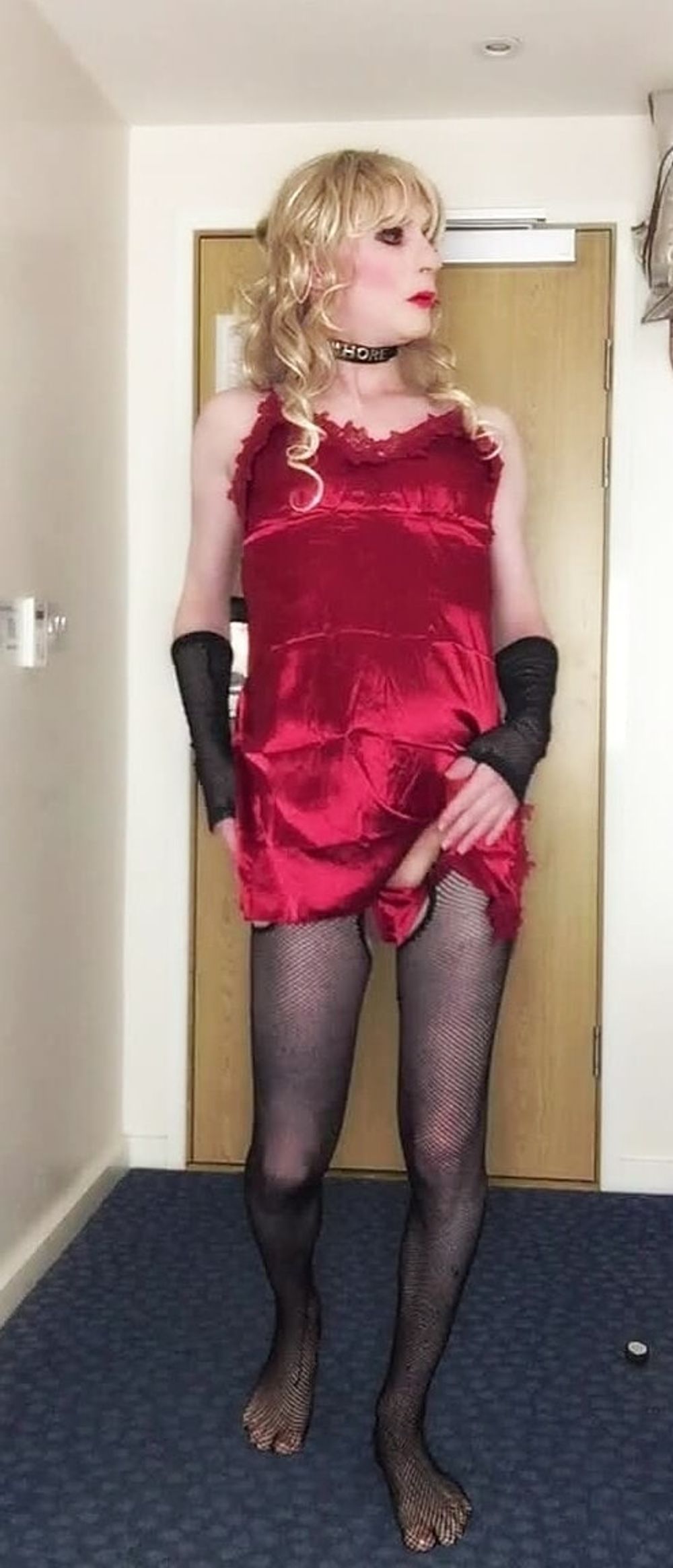 Skanky sissy in red dress #51