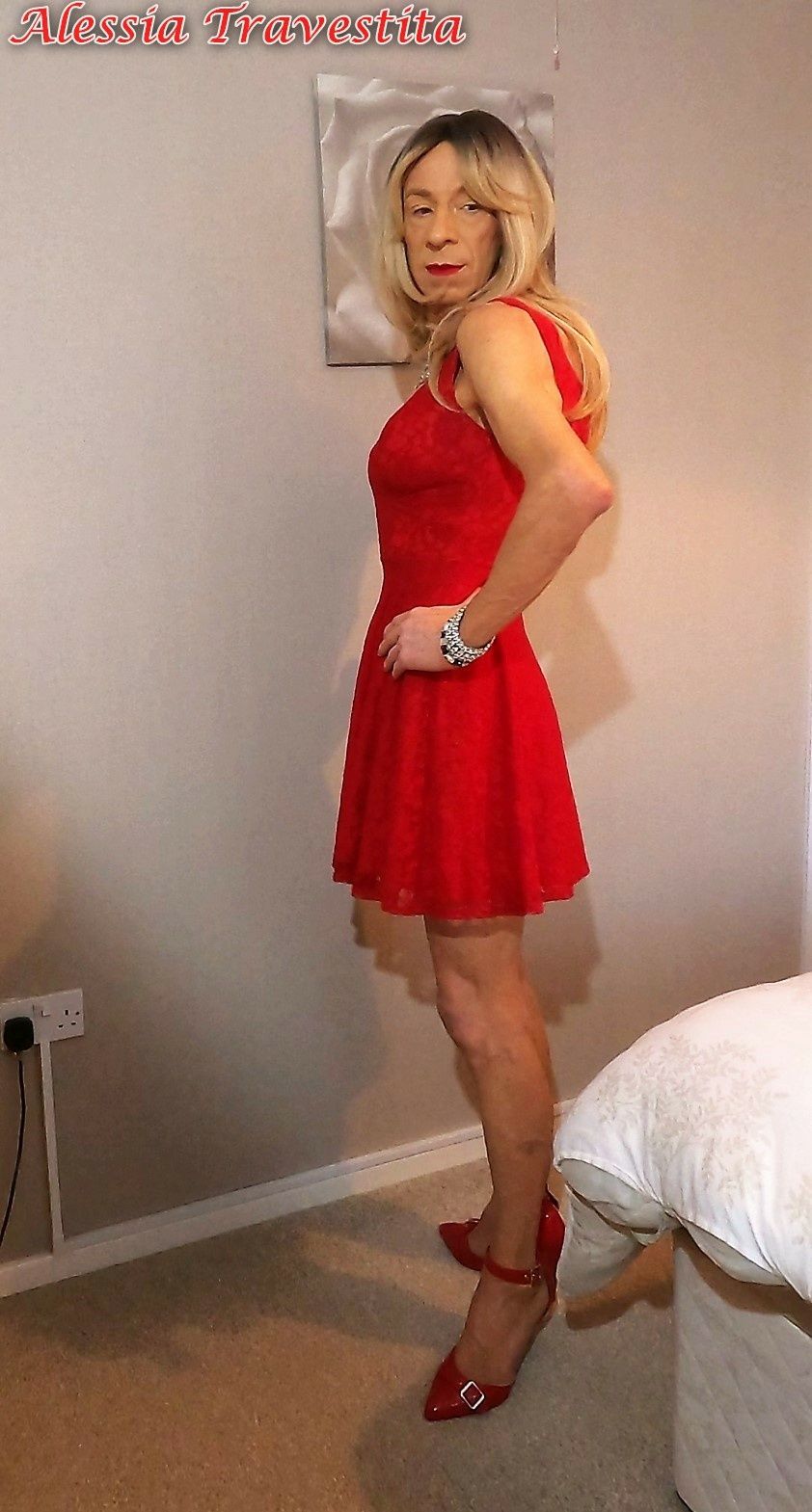 65 Alessia Travestita in Flirty Red Dress #53