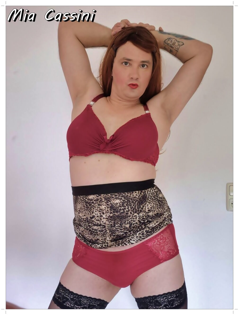 Red Lingerie & leopard Miniskirt #24