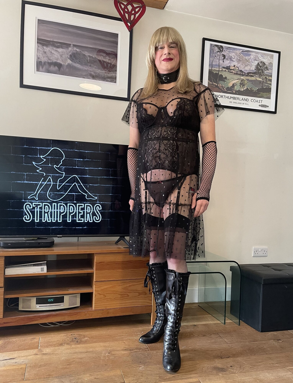 crossdressed in black lingerie #5