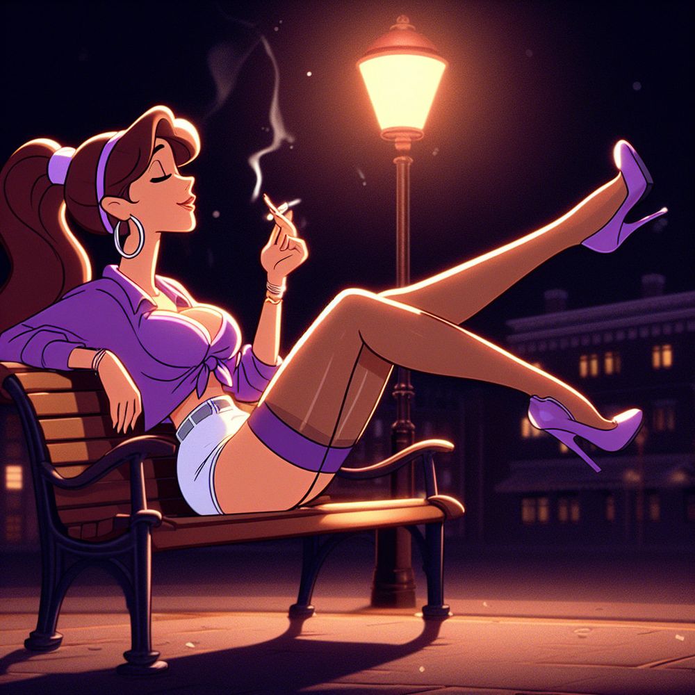 Purple Stockings Smoking. #45