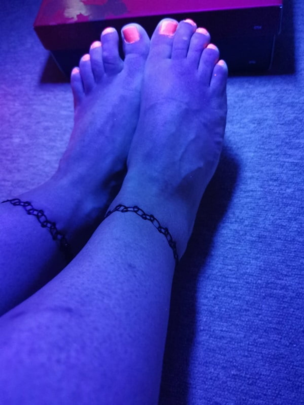 Sexy CD Feet On High Heels Posing In Neon Light #29