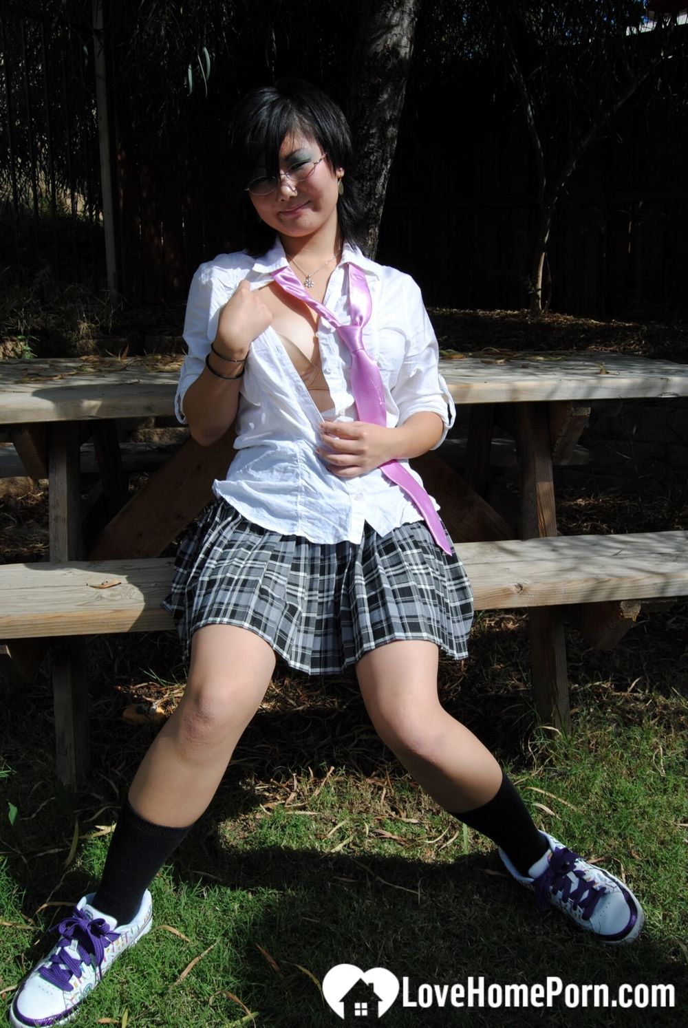 Asian schoolgirl does some hot outdoor teasing #16