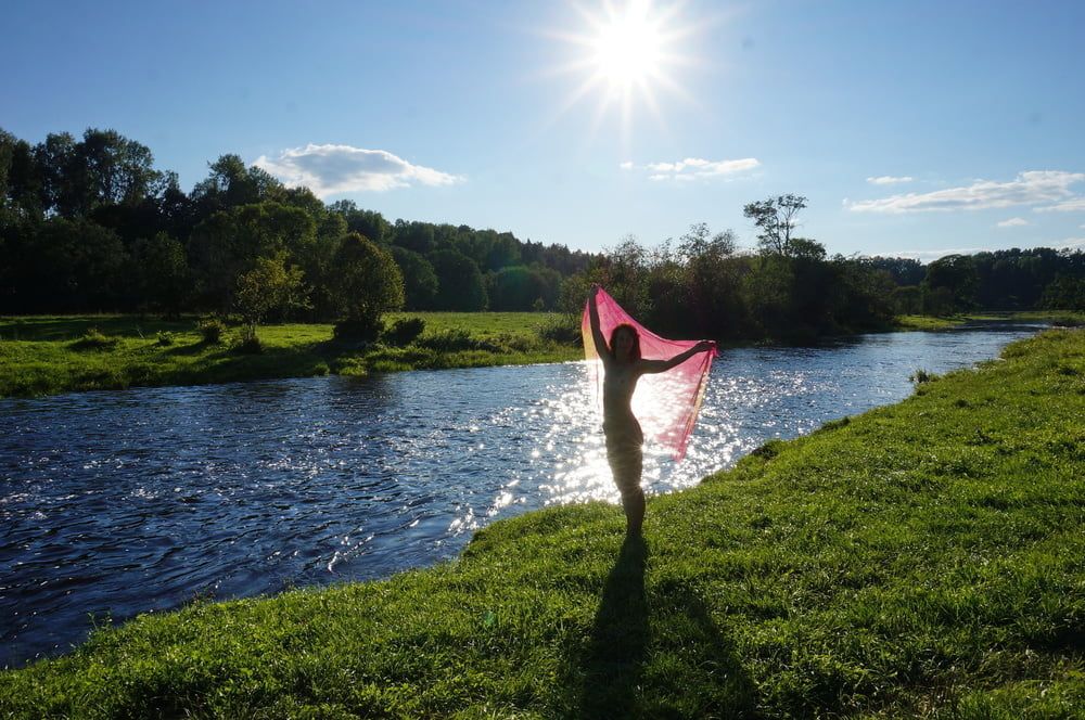 On the Beach with Pink Shawl #37