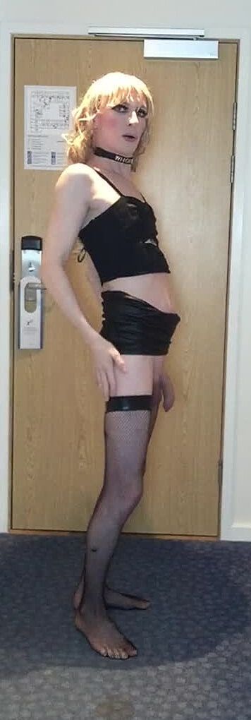 Sissy Crossdresser In Black Slut Outfit Posing  #10