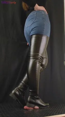 march blast in super thigh boots ball stomp bootjob         