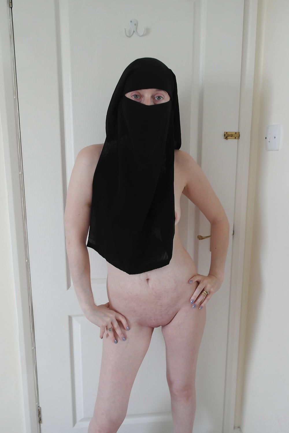 British wife Naked in Black Niqab  #2