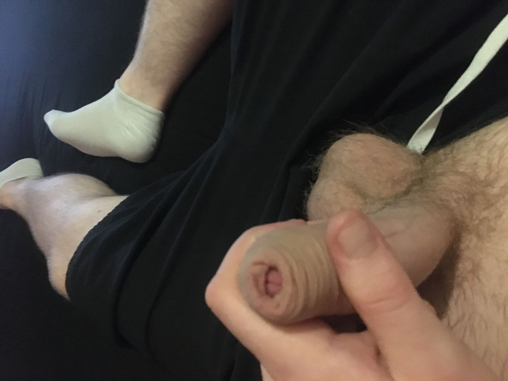 Hairy Dick And Balls Bondage Play With White Socks #16