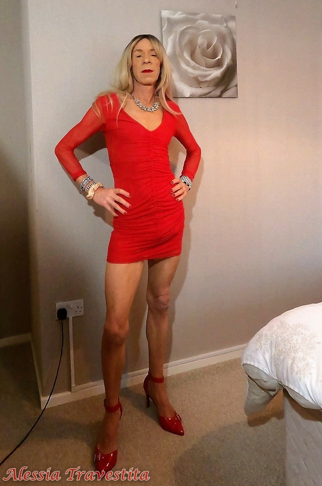 64 Alessia Travestita in Sheer Red Dress #22