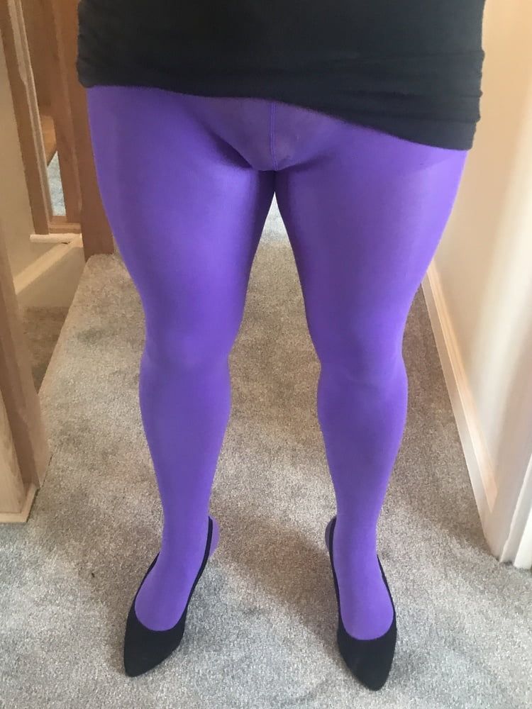 Wearing Purple tights pantyhose #46