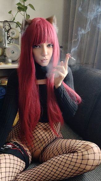 Adorable Alt Girl smoking a cig #6