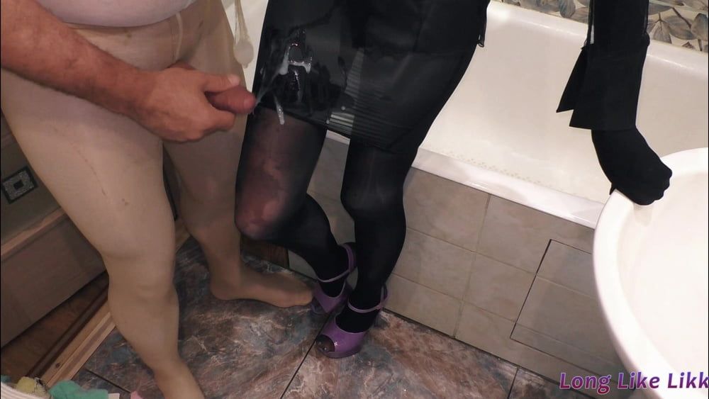 Mega cumshot on black skirt  #33