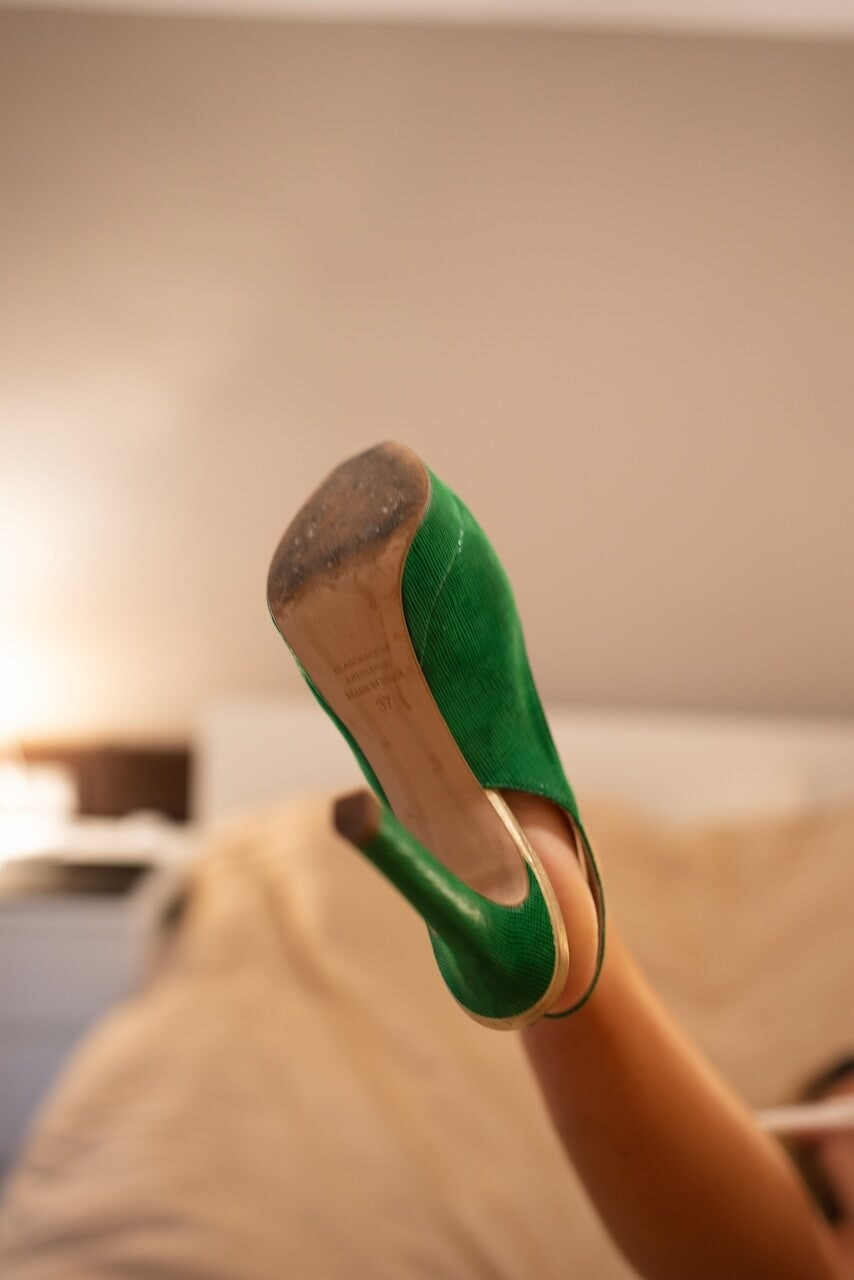 Tina strip teasing in heels and licking her own panties... #46