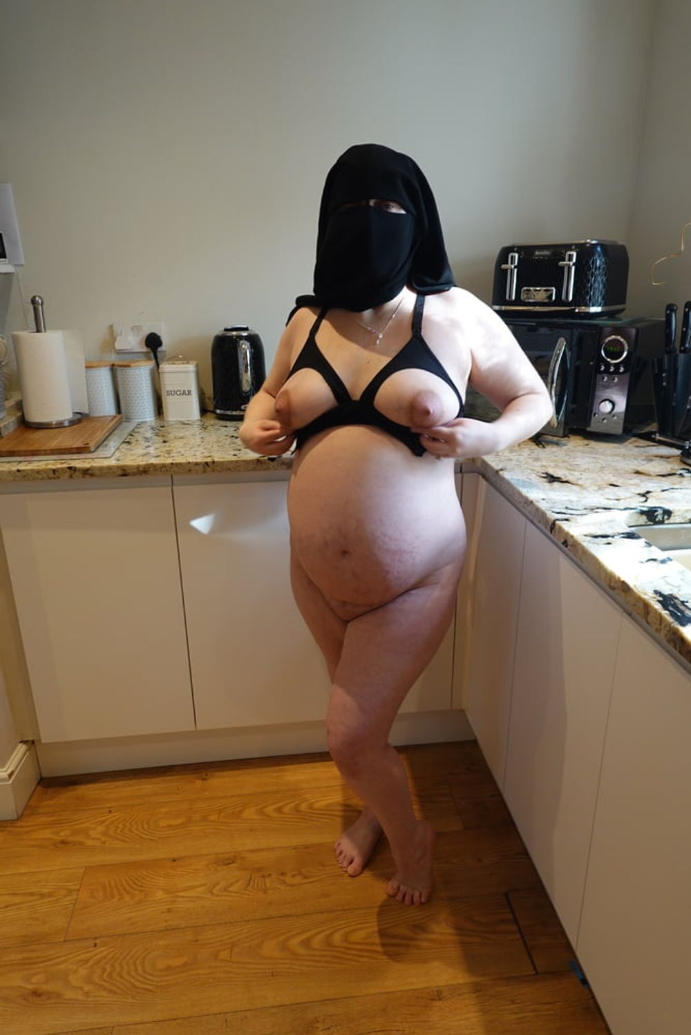 Pregnant Wife in Muslim Niqab and Nursing Bra #29