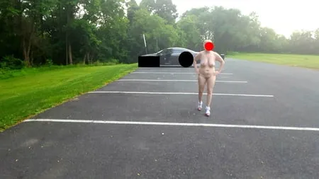 naked parking lot walk         